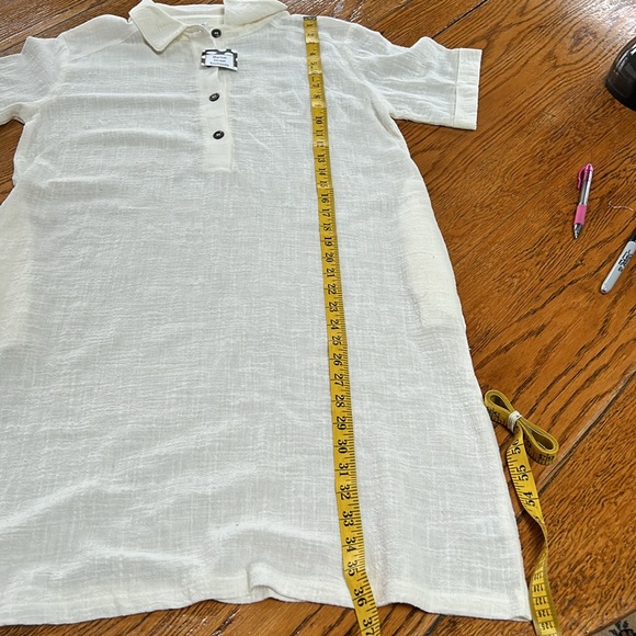 Zenana shift dress.  Cream color gauzy cotton fabric. Pockets. Size Small. NWT - Picture 9 of 12